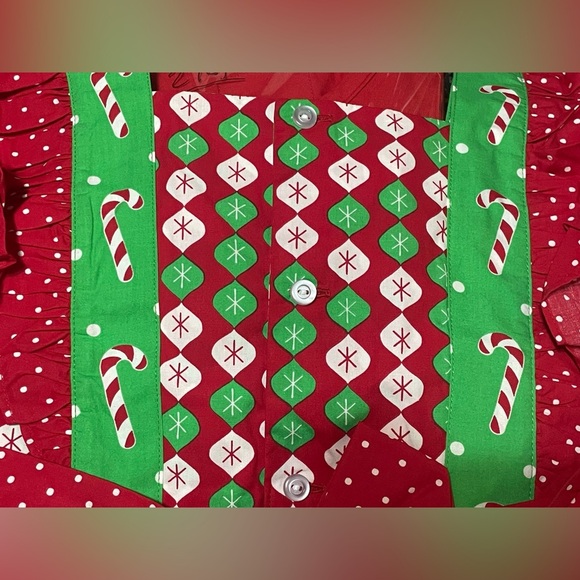 Whimsical Holiday Kids Dress in Green and Red - Picture 4 of 6